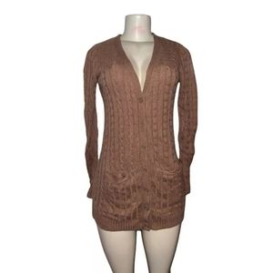 UTERQUE Womens Cardigan Damen Strickjacke Gr. S Silk/ Cashmere Braun